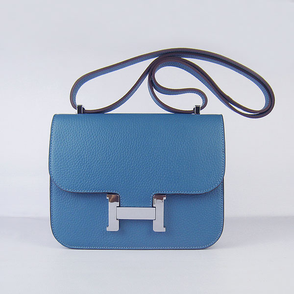 7A Hermes Oxhide Leather Message Bag Middle Blue H017 - Click Image to Close